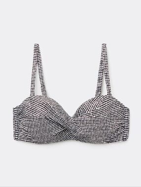 NWT Calzedonia Black and White With Silver Sparkle Bikini Top
